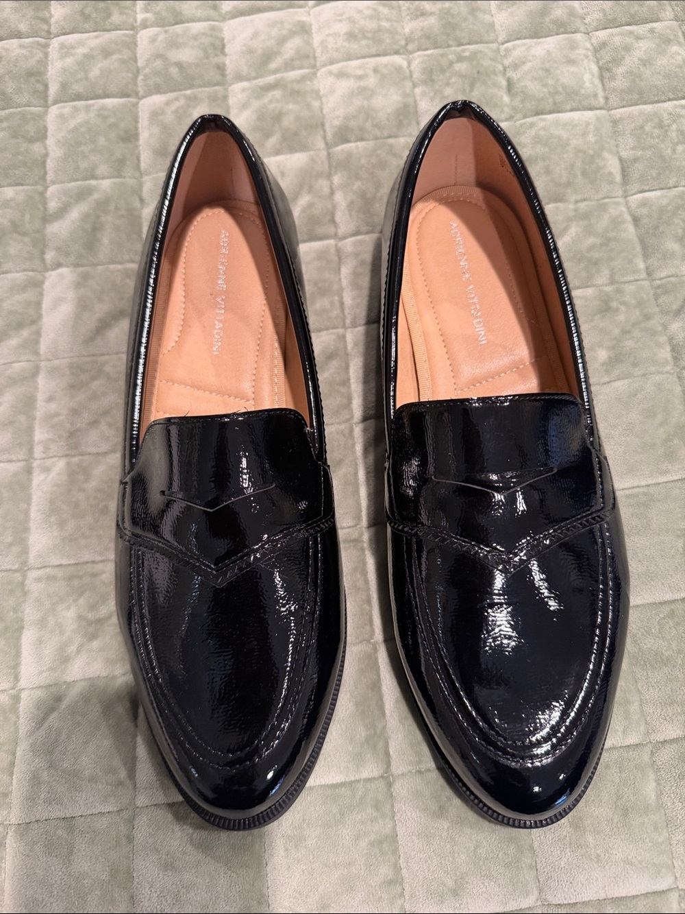 Adrienne Vittadini Black Patent Slip-On Loafers